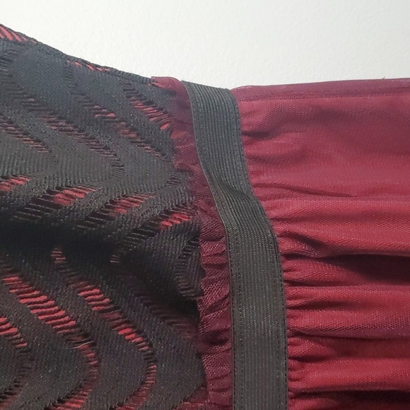 Speechless dress women's size medium M black burgundy lace crepe sleeveless - Picture 6 of 15